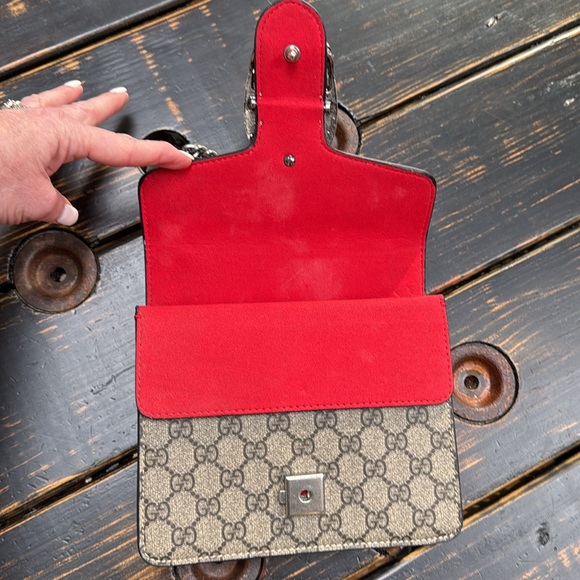 GUCCI Dionysus mini printed coated-canvas and suede shoulder bag - Hibiscus Red - Picture 8 of 17